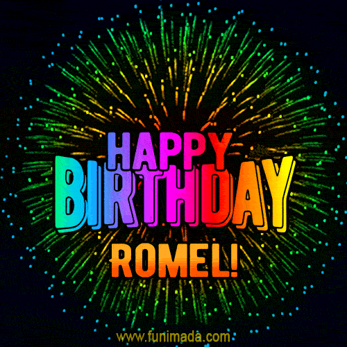 New Bursting with Colors Happy Birthday Romel GIF and Video with Music