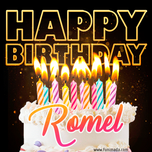 Romel - Animated Happy Birthday Cake GIF for WhatsApp