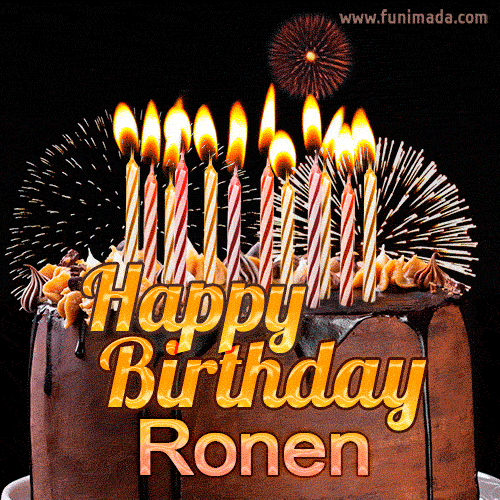 Chocolate Happy Birthday Cake for Ronen (GIF)