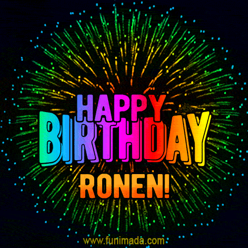 New Bursting with Colors Happy Birthday Ronen GIF and Video with Music
