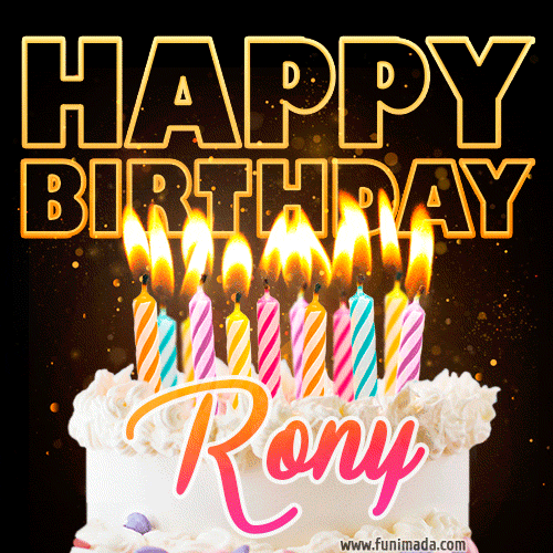 Rony - Animated Happy Birthday Cake GIF for WhatsApp