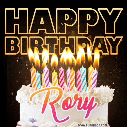 Rory - Animated Happy Birthday Cake GIF Image for WhatsApp