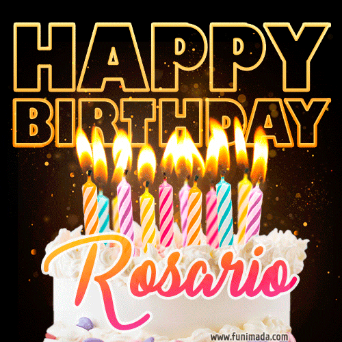 Rosario - Animated Happy Birthday Cake GIF for WhatsApp
