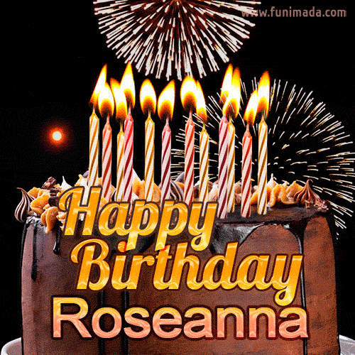 Chocolate Happy Birthday Cake for Roseanna (GIF)