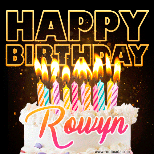 Rowyn - Animated Happy Birthday Cake GIF for WhatsApp