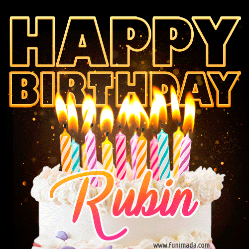 Rubin - Animated Happy Birthday Cake GIF for WhatsApp