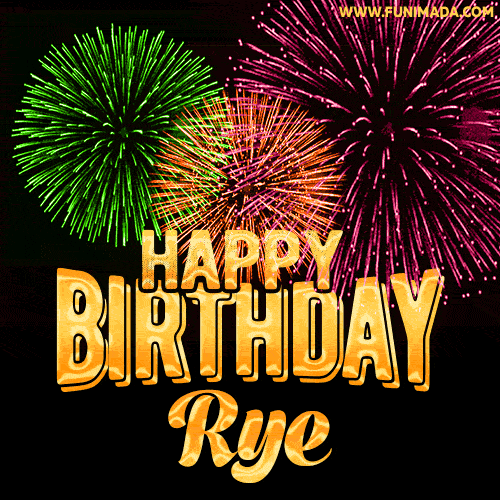 Wishing You A Happy Birthday, Rye! Best fireworks GIF animated greeting card.