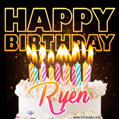Ryen - Animated Happy Birthday Cake GIF for WhatsApp