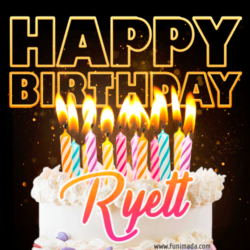Ryett - Animated Happy Birthday Cake GIF for WhatsApp