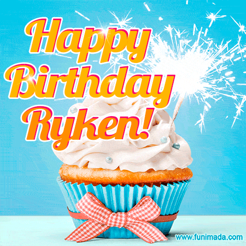Happy Birthday, Ryken! Elegant cupcake with a sparkler.