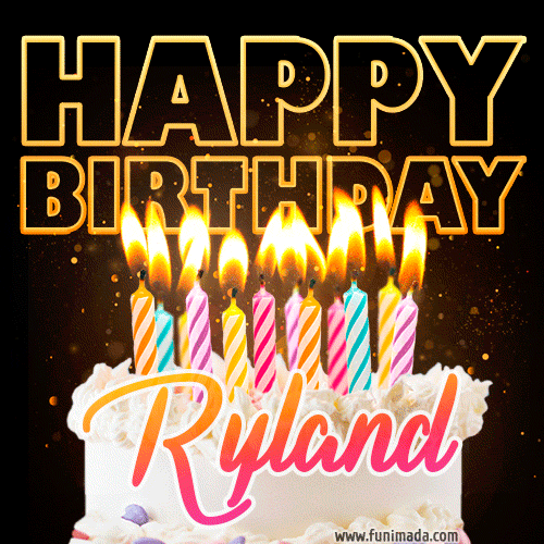 Ryland - Animated Happy Birthday Cake GIF for WhatsApp