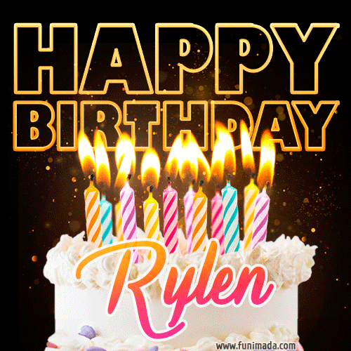 Rylen - Animated Happy Birthday Cake GIF for WhatsApp