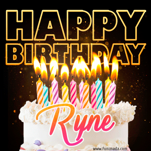 Ryne - Animated Happy Birthday Cake GIF for WhatsApp