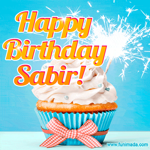 Happy Birthday, Sabir! Elegant cupcake with a sparkler.