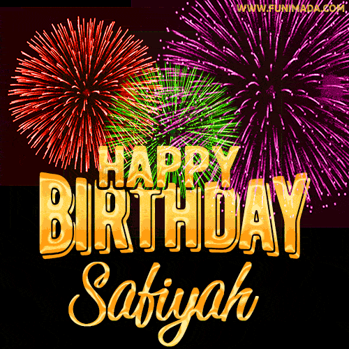 Wishing You A Happy Birthday, Safiyah! Best fireworks GIF animated greeting card.
