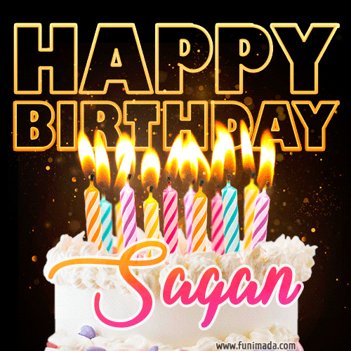 Sagan - Animated Happy Birthday Cake GIF Image for WhatsApp