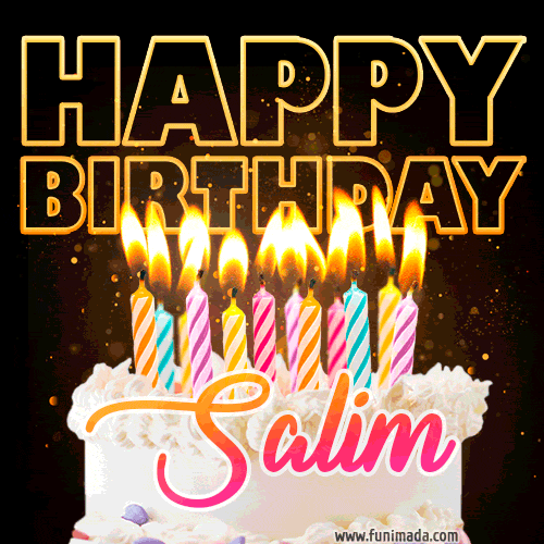 Salim - Animated Happy Birthday Cake GIF for WhatsApp