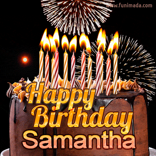 Chocolate Happy Birthday Cake for Samantha (GIF)