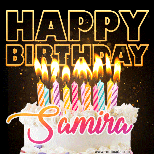 Samira - Animated Happy Birthday Cake GIF Image for WhatsApp