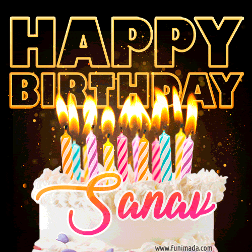 Sanav - Animated Happy Birthday Cake GIF for WhatsApp