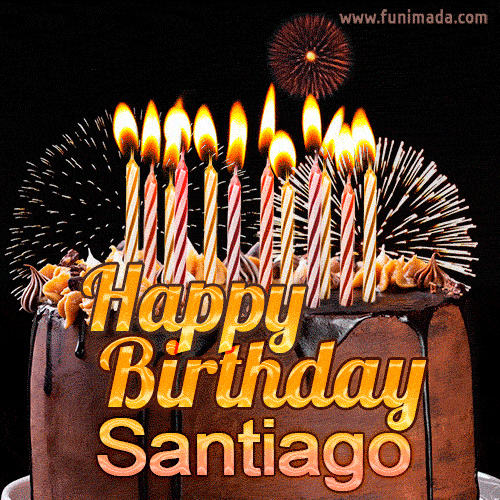 Chocolate Happy Birthday Cake for Santiago (GIF)