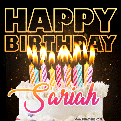 Sariah - Animated Happy Birthday Cake GIF Image for WhatsApp
