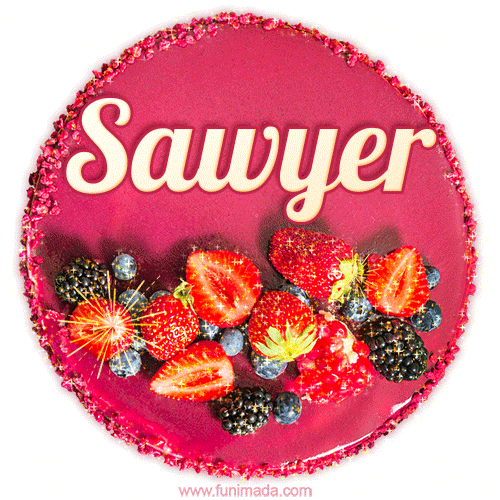 Happy Birthday Cake with Name Sawyer - Free Download