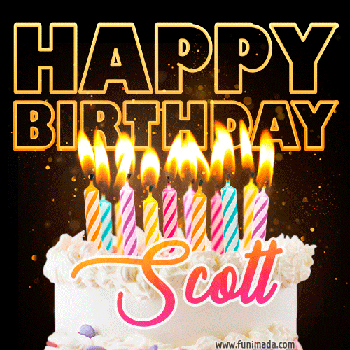 Scott - Animated Happy Birthday Cake GIF for WhatsApp