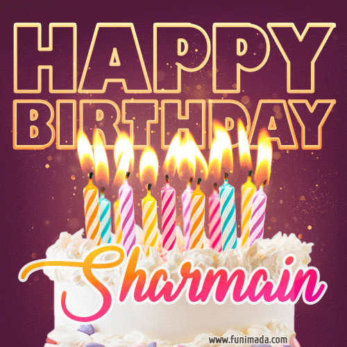 Sharmain - Animated Happy Birthday Cake GIF Image for WhatsApp