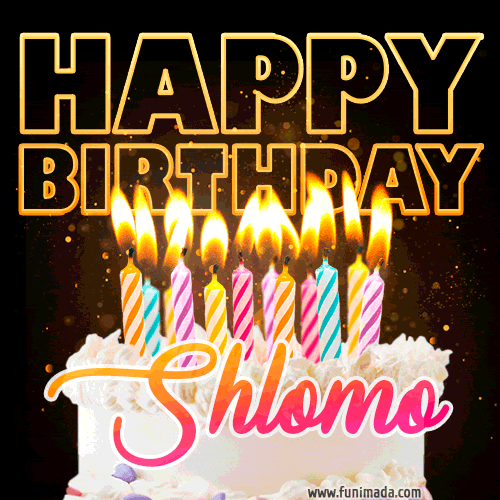 Shlomo - Animated Happy Birthday Cake GIF for WhatsApp