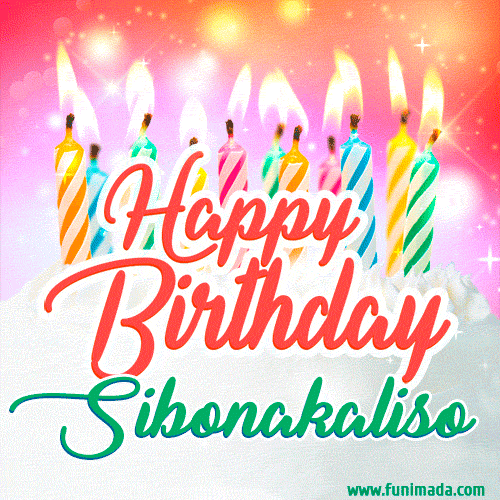 Happy Birthday GIF for Sibonakaliso with Birthday Cake and Lit Candles