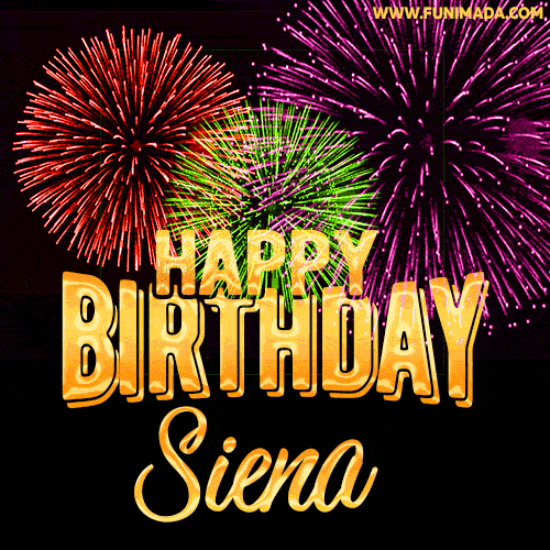 Wishing You A Happy Birthday, Siena! Best fireworks GIF animated greeting card.