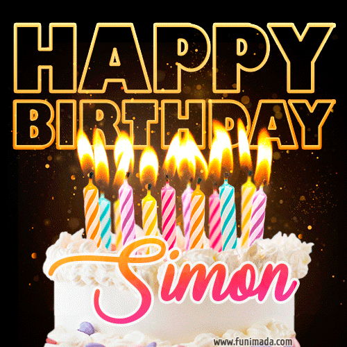 Simon - Animated Happy Birthday Cake GIF for WhatsApp
