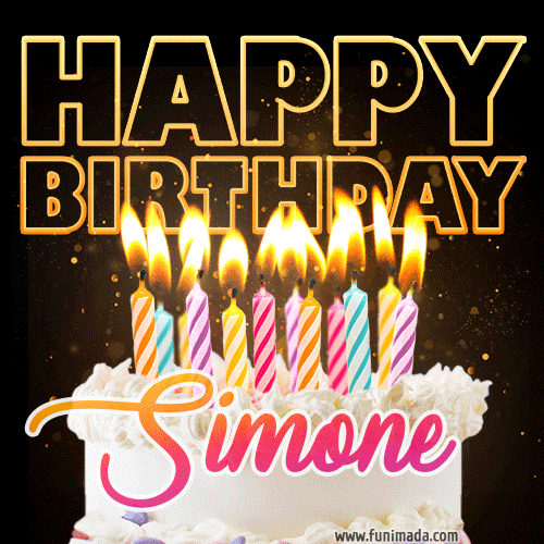 Simone - Animated Happy Birthday Cake GIF Image for WhatsApp