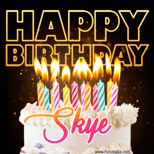 Skye - Animated Happy Birthday Cake GIF Image for WhatsApp