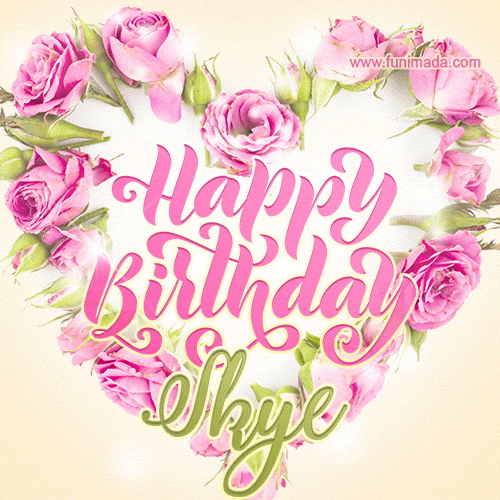 Pink rose heart shaped bouquet - Happy Birthday Card for Skye