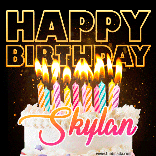 Skylan - Animated Happy Birthday Cake GIF for WhatsApp