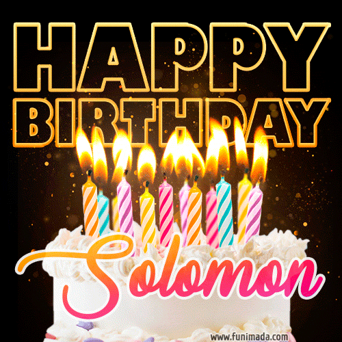 Solomon - Animated Happy Birthday Cake GIF for WhatsApp