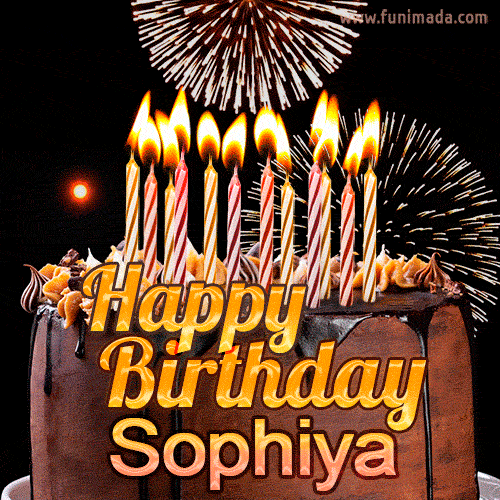 Chocolate Happy Birthday Cake for Sophiya (GIF)