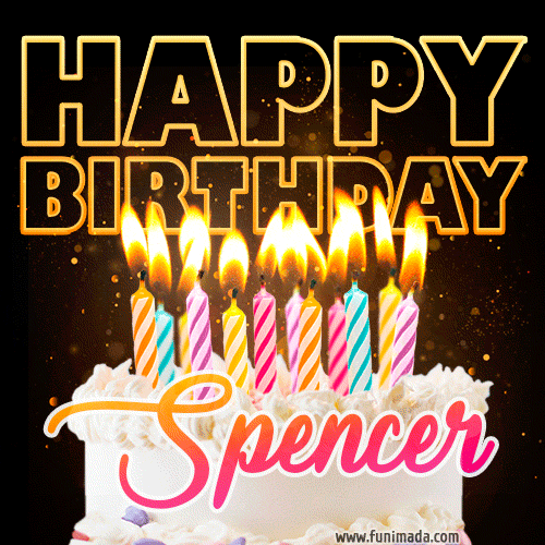 Spencer - Animated Happy Birthday Cake GIF for WhatsApp