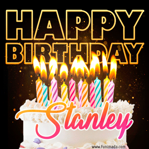 Stanley - Animated Happy Birthday Cake GIF for WhatsApp