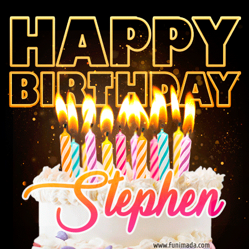 Stephen - Animated Happy Birthday Cake GIF for WhatsApp