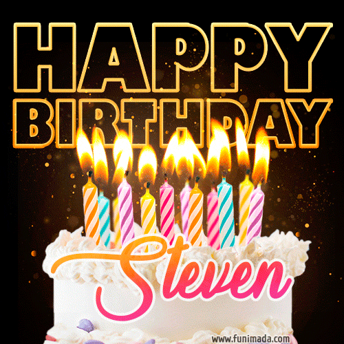 Steven - Animated Happy Birthday Cake GIF for WhatsApp