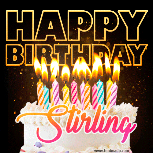 Stirling - Animated Happy Birthday Cake GIF for WhatsApp
