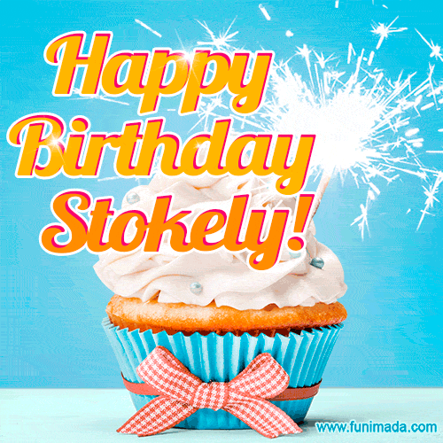 Happy Birthday, Stokely! Elegant cupcake with a sparkler.