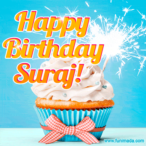 Happy Birthday, Suraj! Elegant cupcake with a sparkler.