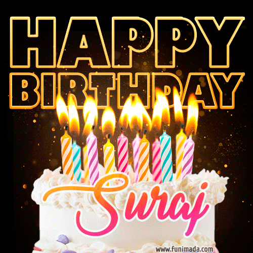 Suraj - Animated Happy Birthday Cake GIF for WhatsApp