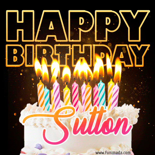 Sutton - Animated Happy Birthday Cake GIF for WhatsApp