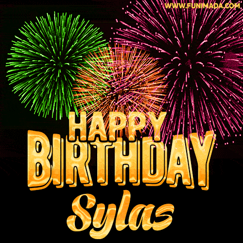 Wishing You A Happy Birthday, Sylas! Best fireworks GIF animated greeting card.