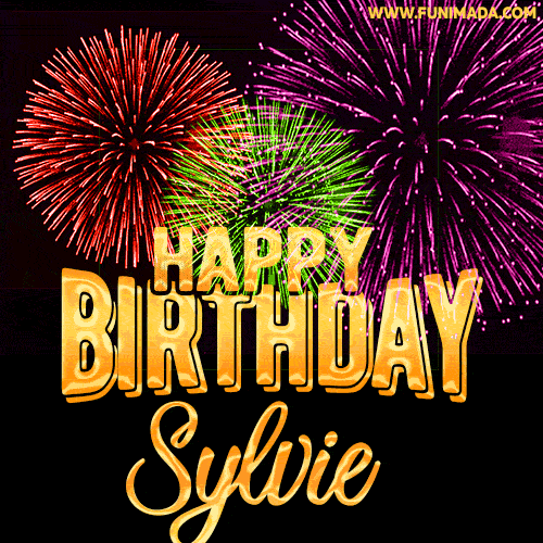 Wishing You A Happy Birthday, Sylvie! Best fireworks GIF animated greeting card.
